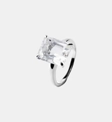 Bague solitaire en argent 925 avec quartz blanc Aristocrazy