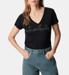 Tee-shirt col V visuel sérigraphie Ikks