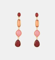 Boucles d'oreilles pierres facettées roses et bordeaux Balaboosté