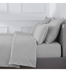 Housse De Couette Pure White Percale Lavée   Finition Drouault