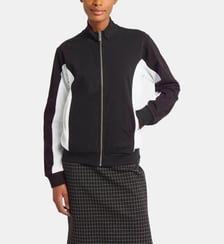 cardigan Zip bicolore en coton noir et blanc Agnès b.
