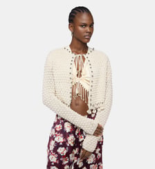 Cardigan à manches longues fait main en crochet Rabanne