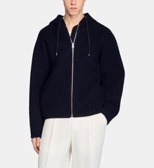 Blouson en laine à capuche zippé Sandro