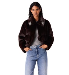 Blouson court en fausse fourrure Maje