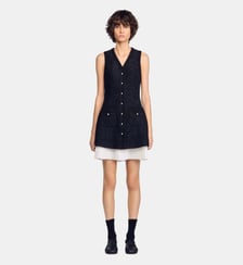 Robe courte bicolore en tweed Sandro