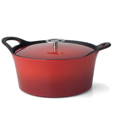Volcan - Cocotte ronde 24cm fonte de fer émaillée rouge avec couvercle Cuisinox