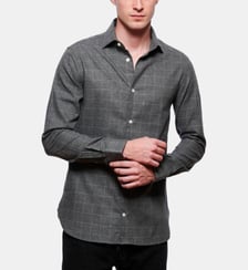 Chemise en flanelle carreaux GRIS coupe droite Atelier Privé