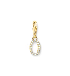 Thomas Sabo Pendentif Charm lettre O avec pierres blanches plaqué or doré or jaune 18 carats, Argent sterling 925 Thomas Sabo