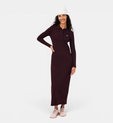 Robe slim fit col polo coton côtelé Lacoste
