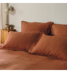 Taie d'oreiller en lin lavé, RÊVE DE LIN Blanc Cerise