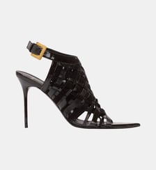 Sandales à franges en cuir verni Balmain