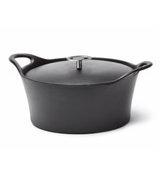 Volcan - Cocotte ronde 24cm fonte de fer émaillée noire avec couvercle Cuisinox
