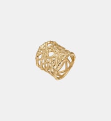 Anneau large en argent 925 doré 18K avec texture en osier Aristocrazy