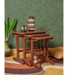 Petites tables gigognes en bois foncé Barbara N°130- Produit chiné Debongout