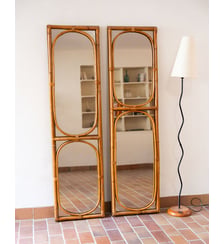 Paire de miroirs bambou Georges N°1363- Produit chiné Debongout