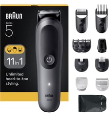 Tondeuse multi usages AIO5560, 14 hauteurs de coupe, précision 0,5 mm, autonomie 120 mn Braun