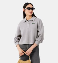 Sweatshirt col polo côtelé oversize Lacoste