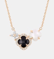 Collier, onyx, nacre blanches, diamants, or rose Morganne Bello