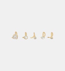 Set de 5 piercings nez strass de zircon et argent garanti 925 doré Balaboosté