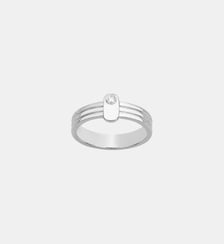 Bague 3 anneaux lisses Addict en Argent avec diamant blanc La Garçonne Diamant