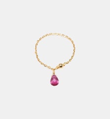 Bague chaînette pampille Mia - Or 750‰ Saphir rose foncé YAY Paris