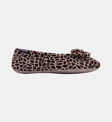 Chaussons ballerines velours félin et noeud Isotoner