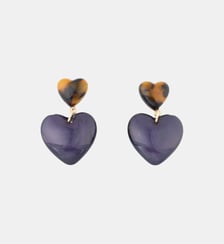 Boucles d'oreilles double cœur violet Balaboosté