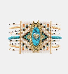 Bracelet perles régalbles avec cabochon central cœur KALUMEY Hipanema