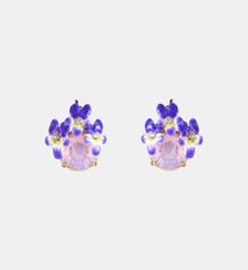 Boucles d'oreilles dormeuses pierre ronde facettée rose et violettes Les Néréides