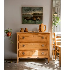 Commode élégante en bois brut Garance N°744- Produit chiné Debongout