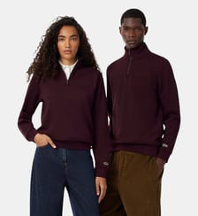 Sweatshirt col montant zippé marquage embossé Lacoste
