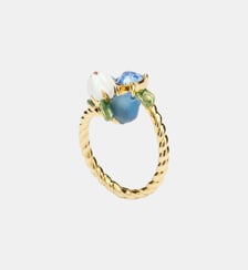 Bague ajustable myrtilles et pierre ronde Les Néréides
