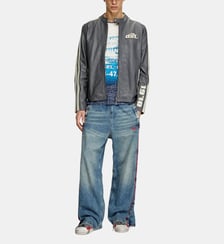 Veste de motard en cuir perforé Diesel