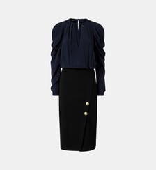 Robe mi-longue cintrée bi-matière Pinko