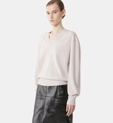 Pull Col V Détail Gros Grain En Mérinos Lanvin