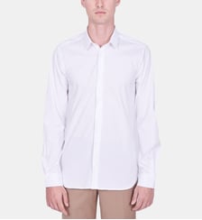 CHEMISE BLANCHE BLANCHE PETIT COL EN TWILL UNI COUPE CINTRÉE Atelier Privé