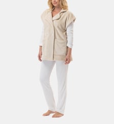 Veste manches courtes boutonnée en peluche flanelle ESSENTIEL H76A Lingerie Le Chat