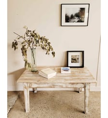 Table basse en bois patinée Léonie N°830- Produit chiné Debongout