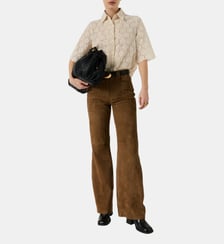 Pantalon flare en cuir velours - ANNA Gerard Darel