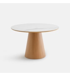 Table ronde à manger, en plaqué chêne et pierre céramique, 4 couverts La Redoute Interieurs
