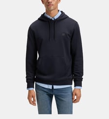 Hoodie droit coton molleton patch siglé BOSS
