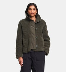 Veste sherpa laine boutonnée col montant détails nylon Aigle
