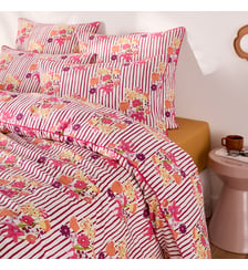 Housse de couette en coton lavé, imprimé rayures et fleurs La Redoute Interieurs