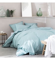 Housse de couette imprimée en percale de coton, TOUCHE VÉGÉTALE Blanc Cerise
