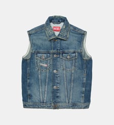 Gilet en denim avec logo imprimé Diesel Kids