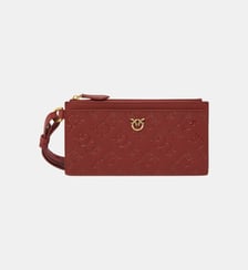 Porte-cartes rectangulaire en cuir avec logo imprimé Pinko