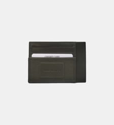 Porte-cartes en cuir et toile canvas vert olive foncé Seattle Serge Blanco