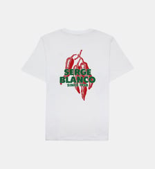 T-shirt col rond imprimé dos piments en coton Serge Blanco