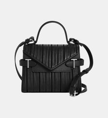 Petit sac à main double rabat Emilie en cuir tressé réemployé Le Tanneur
