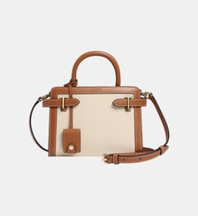 Petit Sac à main Emilie en toile naturelle et cuir lisse Le Tanneur